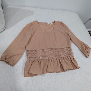 Umgee USA Dusty Rose Peplum Blouse - S